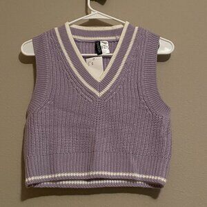 H&M Brand Divided XS Purple Cropped Sweater Vest.